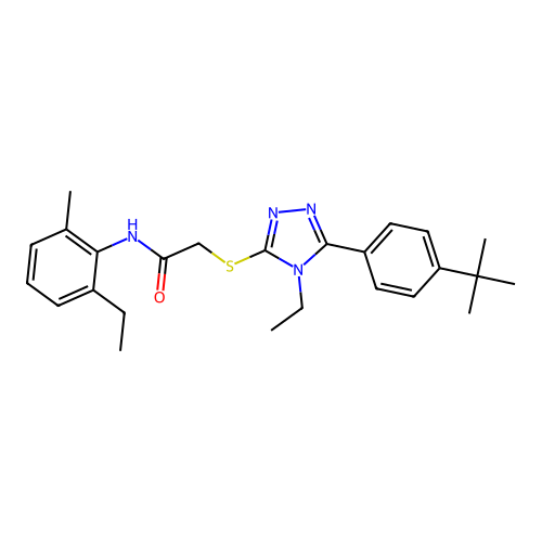 2-((5-(4-(tert-butyl)phenyl)-4-ethyl-4H-1,2,4-triazol-3-yl)thio)-N-(2-ethyl-6-methylphenyl)acetamide structure