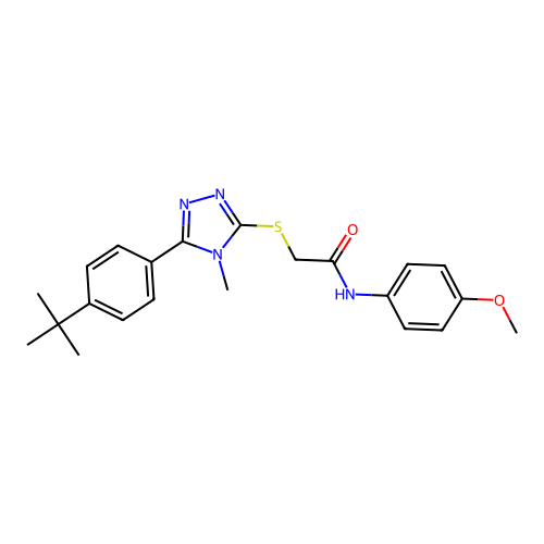 2-((5-(4-(tert-butyl)phenyl)-4-methyl-4H-1,2,4-triazol-3-yl)thio)-N-(4-methoxyphenyl)acetamide structure