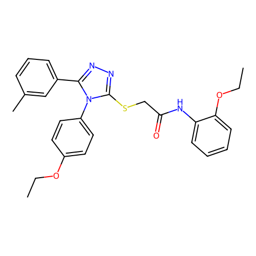 N-(2-ethoxyphenyl)-2-[[4-(4-ethoxyphenyl)-5-(3-methylphenyl)-1,2,4-triazol-3-yl]sulfanyl]acetamide structure