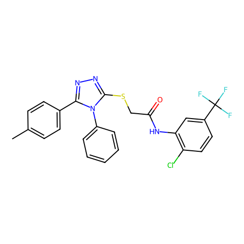 N-[2-chloro-5-(trifluoromethyl)phenyl]-2-{[5-(4-methylphenyl)-4-phenyl-4H-1,2,4-triazol-3-yl]sulfanyl}acetamide structure