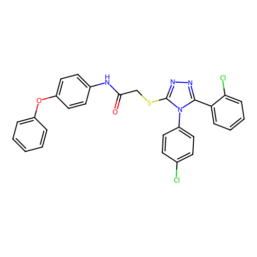 2-{[5-(2-chlorophenyl)-4-(4-chlorophenyl)-4H-1,2,4-triazol-3-yl]sulfanyl}-N-(4-phenoxyphenyl)acetamide structure