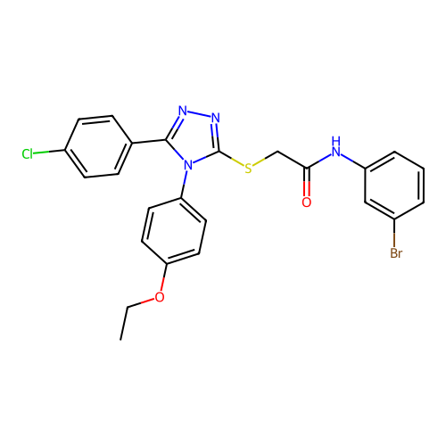 N-(3-bromophenyl)-2-[[5-(4-chlorophenyl)-4-(4-ethoxyphenyl)-1,2,4-triazol-3-yl]sulfanyl]acetamide structure