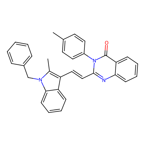 (E)-2-(2-(1-benzyl-2-methyl-1H-indol-3-yl)vinyl)-3-(p-tolyl)quinazolin-4(3H)-one structure