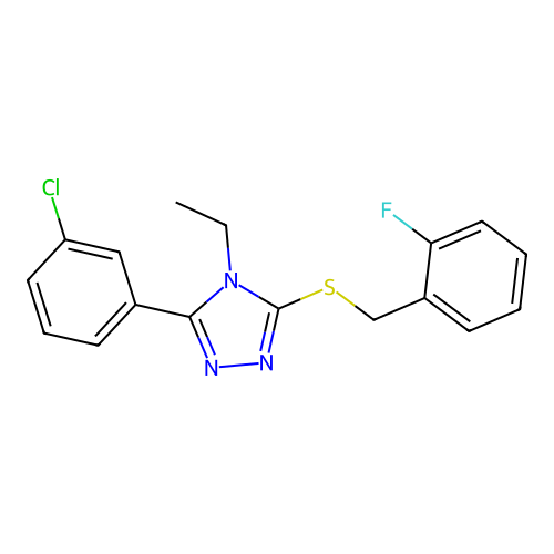 3-(3-Chlorophenyl)-4-ethyl-5-[(2-fluorophenyl)methylsulfanyl]-1,2,4-triazole structure