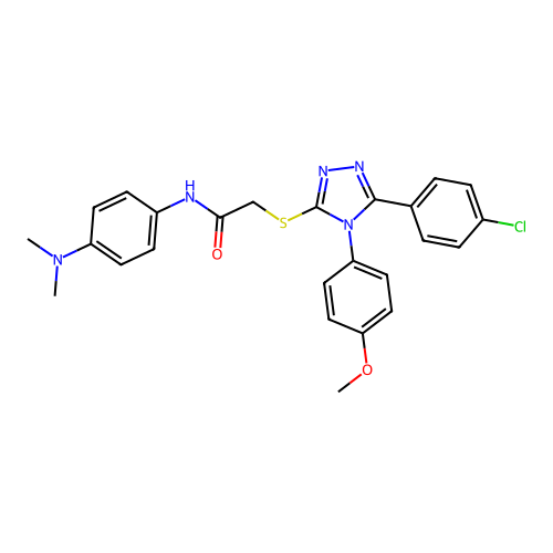 2-{[5-(4-chlorophenyl)-4-(4-methoxyphenyl)-4H-1,2,4-triazol-3-yl]sulfanyl}-N-[4-(dimethylamino)phenyl]acetamide structure