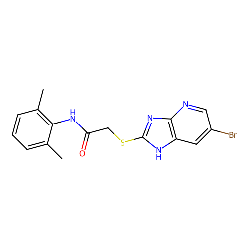 2-[(6-bromo-1H-imidazo[4,5-b]pyridin-2-yl)sulfanyl]-N-(2,6-dimethylphenyl)acetamide structure