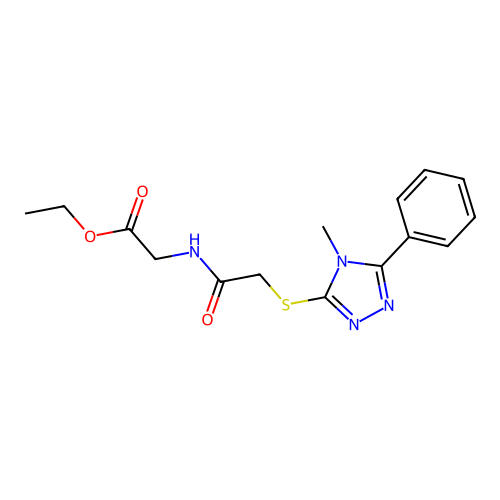 ethyl N-{[(4-methyl-5-phenyl-4H-1,2,4-triazol-3-yl)sulfanyl]acetyl}glycinate structure