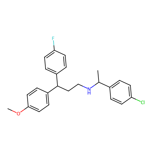 N-[1-(4-chlorophenyl)ethyl]-3-(4-fluorophenyl)-3-(4-methoxyphenyl)propan-1-amine structure