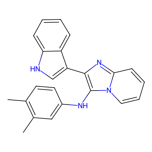 N-(3,4-dimethylphenyl)-2-(1H-indol-3-yl)imidazo[1,2-a]pyridin-3-amine structure