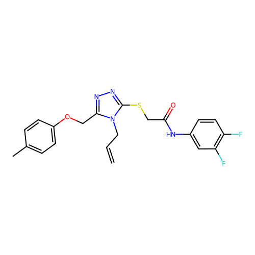 2-((4-allyl-5-((p-tolyloxy)methyl)-4H-1,2,4-triazol-3-yl)thio)-N-(3,4-difluorophenyl)acetamide structure