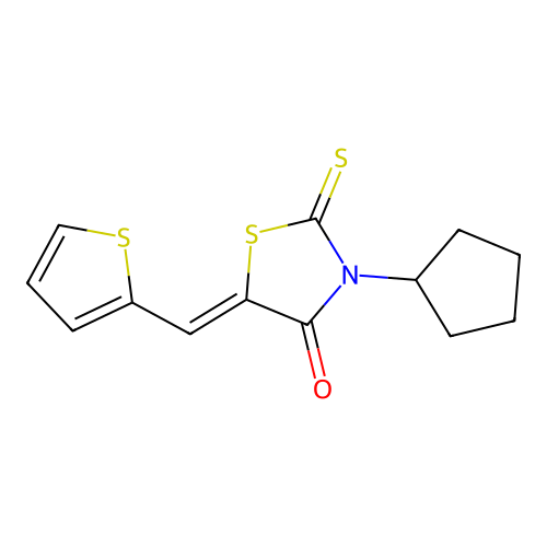 3-Cyclopentyl-5-(2-thienylmethylene)-2-thioxo-1,3-thiazolidin-4-one structure