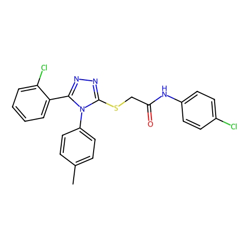 N-(4-chlorophenyl)-2-[[5-(2-chlorophenyl)-4-(4-methylphenyl)-1,2,4-triazol-3-yl]sulfanyl]acetamide structure
