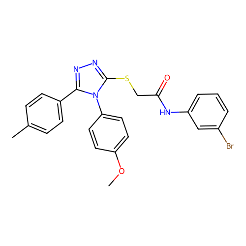 N-(3-bromophenyl)-2-[[4-(4-methoxyphenyl)-5-(4-methylphenyl)-1,2,4-triazol-3-yl]sulfanyl]acetamide structure