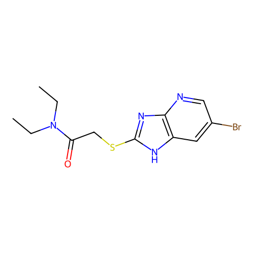 2-[(6-bromo-3H-imidazo[4,5-b]pyridin-2-yl)sulfanyl]-N,N-diethylacetamide structure