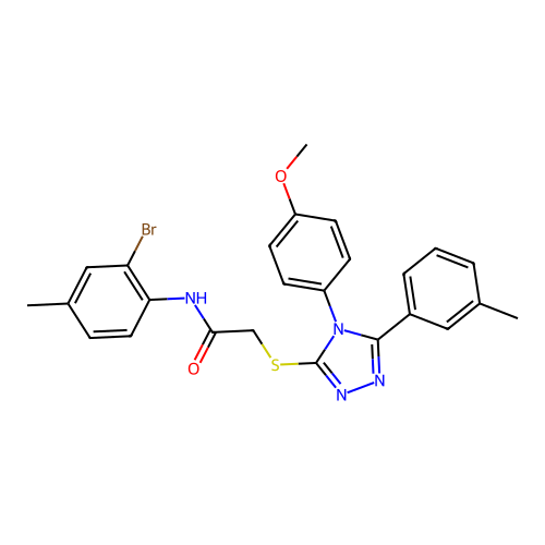 N-(2-bromo-4-methylphenyl)-2-{[4-(4-methoxyphenyl)-5-(3-methylphenyl)-4H-1,2,4-triazol-3-yl]sulfanyl}acetamide structure