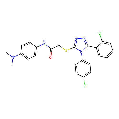 2-{[5-(2-chlorophenyl)-4-(4-chlorophenyl)-4H-1,2,4-triazol-3-yl]sulfanyl}-N-[4-(dimethylamino)phenyl]acetamide structure