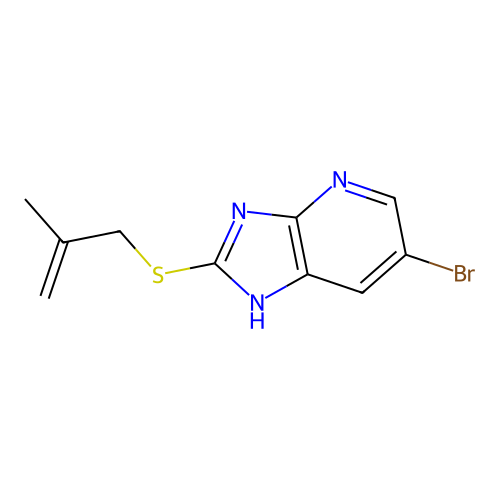6-bromo-2-((2-methylallyl)thio)-3H-imidazo[4,5-b]pyridine structure
