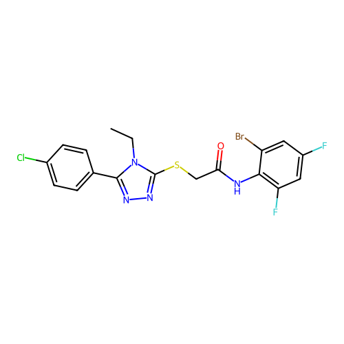 C18H14BrClF2N4OS structure