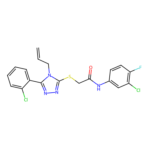 N-(3-chloro-4-fluorophenyl)-2-{[5-(2-chlorophenyl)-4-(prop-2-en-1-yl)-4H-1,2,4-triazol-3-yl]sulfanyl}acetamide structure