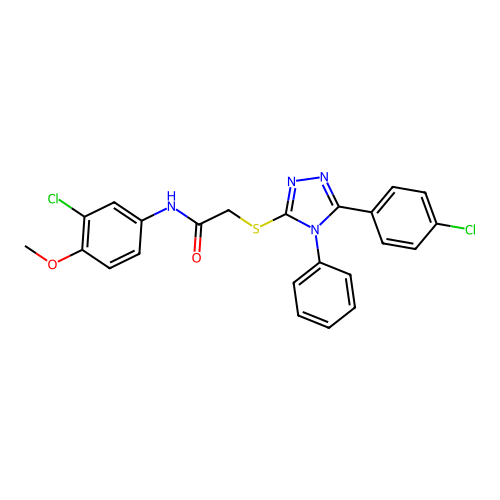 N-(3-chloro-4-methoxyphenyl)-2-{[5-(4-chlorophenyl)-4-phenyl-4H-1,2,4-triazol-3-yl]sulfanyl}acetamide structure