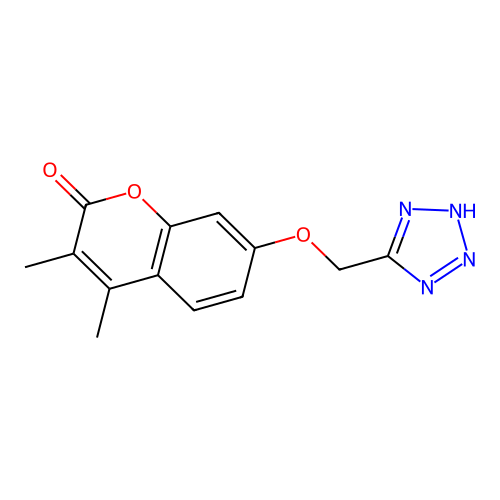 3,4-dimethyl-7-(1H-tetrazol-5-ylmethoxy)-2H-chromen-2-one structure