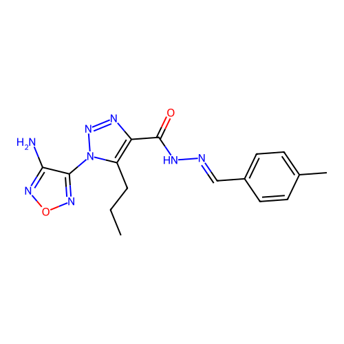 (E)-1-(4-amino-1,2,5-oxadiazol-3-yl)-N'-(4-methylbenzylidene)-5-propyl-1H-1,2,3-triazole-4-carbohydrazide structure