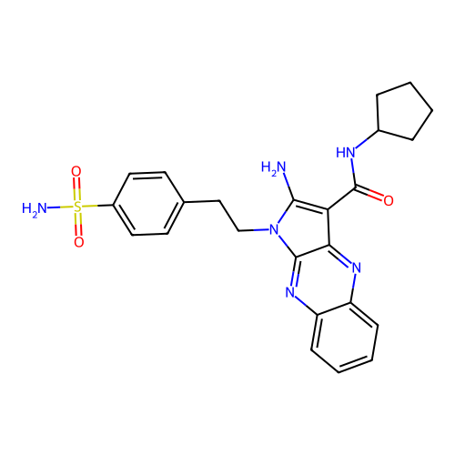 2-amino-N-cyclopentyl-1-(4-sulfamoylphenethyl)-1H-pyrrolo[2,3-b]quinoxaline-3-carboxamide structure
