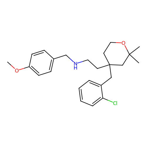 2-[4-(2-chlorobenzyl)-2,2-dimethyltetrahydro-2H-pyran-4-yl]-N-(4-methoxybenzyl)ethanamine structure