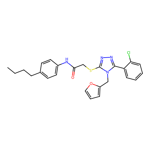 N-(4-butylphenyl)-2-{[5-(2-chlorophenyl)-4-(furan-2-ylmethyl)-4H-1,2,4-triazol-3-yl]sulfanyl}acetamide structure
