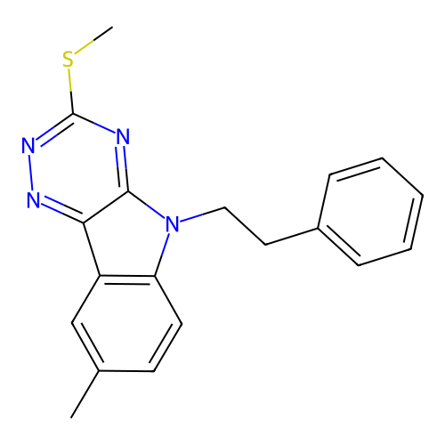 8-methyl-3-(methylsulfanyl)-5-(2-phenylethyl)-5H-[1,2,4]triazino[5,6-b]indole structure