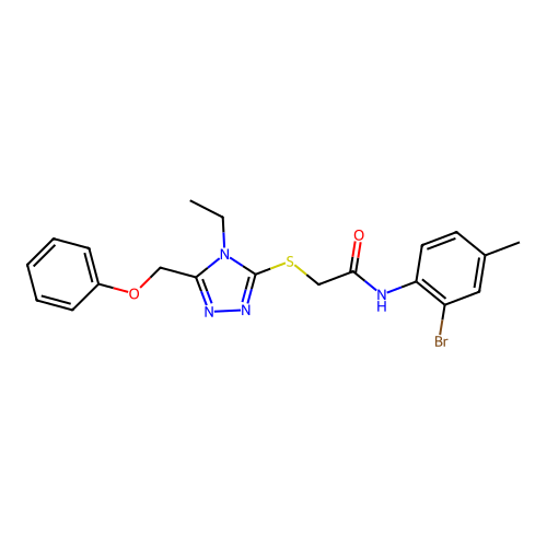 N-(2-bromo-4-methylphenyl)-2-{[4-ethyl-5-(phenoxymethyl)-4H-1,2,4-triazol-3-yl]sulfanyl}acetamide structure