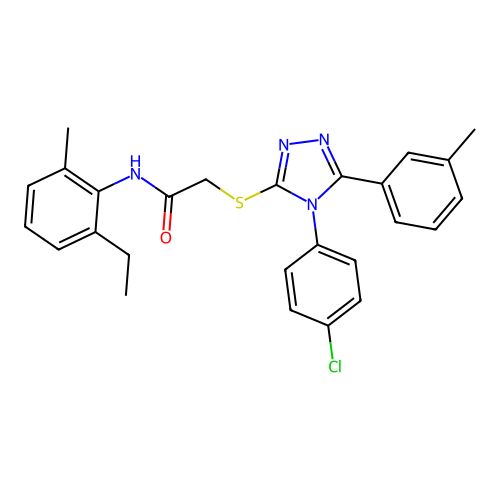 2-{[4-(4-chlorophenyl)-5-(3-methylphenyl)-4H-1,2,4-triazol-3-yl]sulfanyl}-N-(2-ethyl-6-methylphenyl)acetamide structure