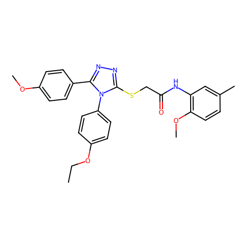 2-{[4-(4-ethoxyphenyl)-5-(4-methoxyphenyl)-4H-1,2,4-triazol-3-yl]sulfanyl}-N-(2-methoxy-5-methylphenyl)acetamide structure