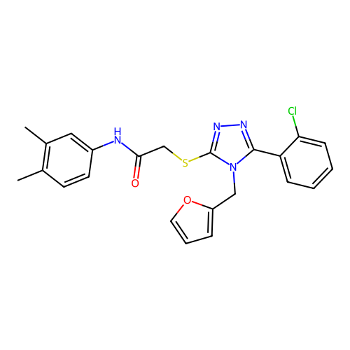 2-{[5-(2-chlorophenyl)-4-(furan-2-ylmethyl)-4H-1,2,4-triazol-3-yl]sulfanyl}-N-(3,4-dimethylphenyl)acetamide structure