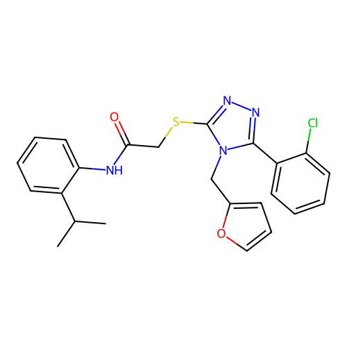 2-{[5-(2-chlorophenyl)-4-(furan-2-ylmethyl)-4H-1,2,4-triazol-3-yl]sulfanyl}-N-[2-(propan-2-yl)phenyl]acetamide structure