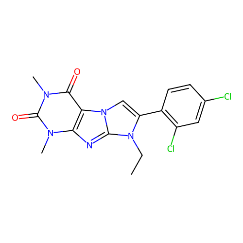 7-(2,4-dichlorophenyl)-8-ethyl-1,3-dimethyl-1H-imidazo[2,1-f]purine-2,4(3H,8H)-dione structure