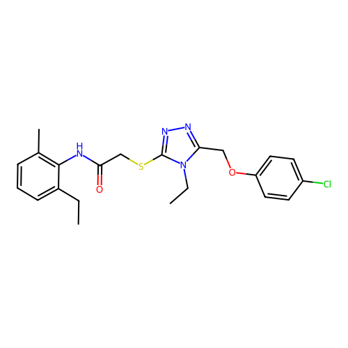 2-((5-((4-chlorophenoxy)methyl)-4-ethyl-4H-1,2,4-triazol-3-yl)thio)-N-(2-ethyl-6-methylphenyl)acetamide structure