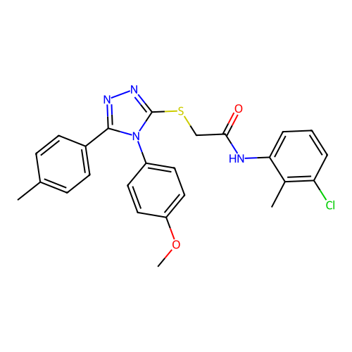 N-(3-chloro-2-methylphenyl)-2-{[4-(4-methoxyphenyl)-5-(4-methylphenyl)-4H-1,2,4-triazol-3-yl]sulfanyl}acetamide structure