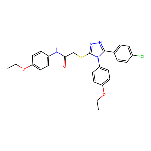 2-[[5-(4-chlorophenyl)-4-(4-ethoxyphenyl)-1,2,4-triazol-3-yl]sulfanyl]-N-(4-ethoxyphenyl)acetamide structure