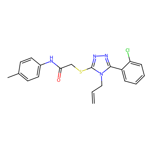 2-((4-allyl-5-(2-chlorophenyl)-4H-1,2,4-triazol-3-yl)thio)-N-(p-tolyl)acetamide structure