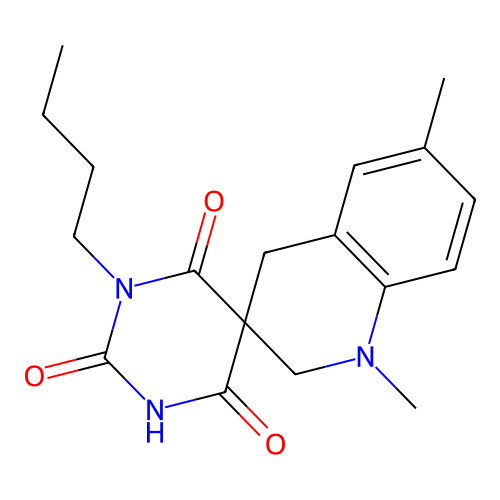 1-butyl-1',6'-dimethylspiro[1,3-diazinane-5,3'-2,4-dihydroquinoline]-2,4,6-trione structure