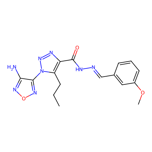 (E)-1-(4-amino-1,2,5-oxadiazol-3-yl)-N'-(3-methoxybenzylidene)-5-propyl-1H-1,2,3-triazole-4-carbohydrazide structure