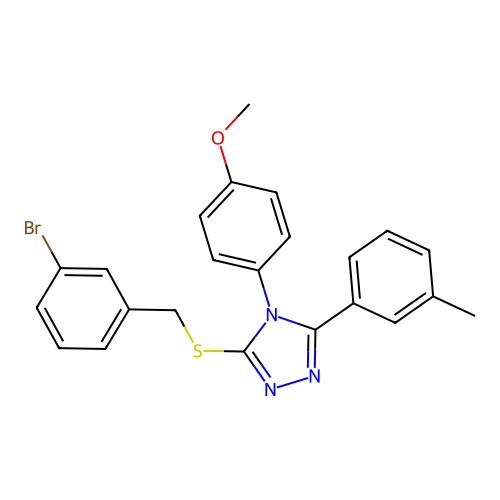 3-[(3-bromophenyl)methylsulfanyl]-4-(4-methoxyphenyl)-5-(3-methylphenyl)-1,2,4-triazole structure