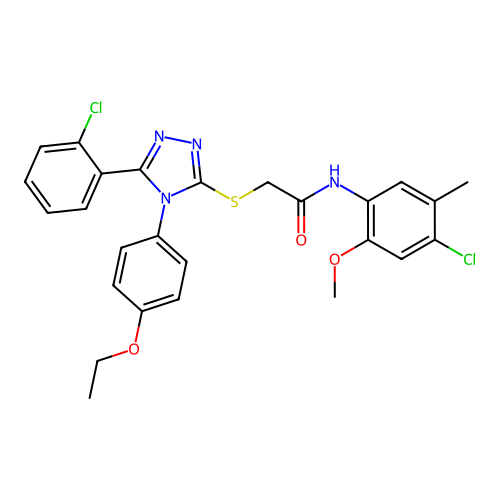 N-(4-chloro-2-methoxy-5-methylphenyl)-2-{[5-(2-chlorophenyl)-4-(4-ethoxyphenyl)-4H-1,2,4-triazol-3-yl]sulfanyl}acetamide structure