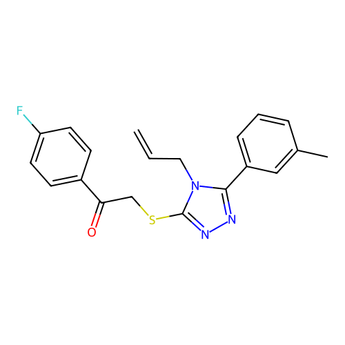 2-((4-allyl-5-(m-tolyl)-4H-1,2,4-triazol-3-yl)thio)-1-(4-fluorophenyl)ethanone structure