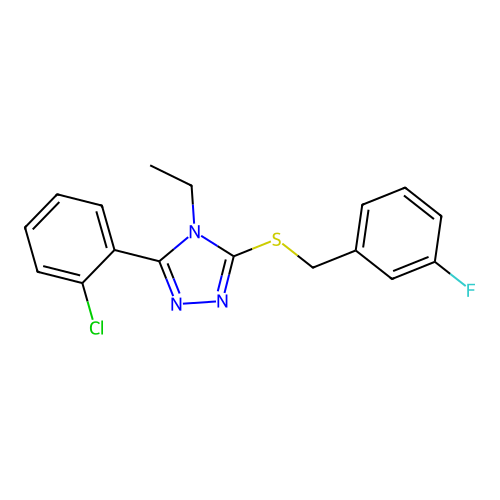 3-(2-Chlorophenyl)-4-ethyl-5-[(3-fluorophenyl)methylthio]-1,2,4-triazole structure