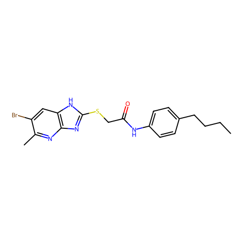 2-[(6-bromo-5-methyl-1H-imidazo[4,5-b]pyridin-2-yl)sulfanyl]-N-(4-butylphenyl)acetamide structure