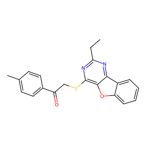 2-((2-ethylbenzofuro[3,2-d]pyrimidin-4-yl)thio)-1-(p-tolyl)ethanone structure
