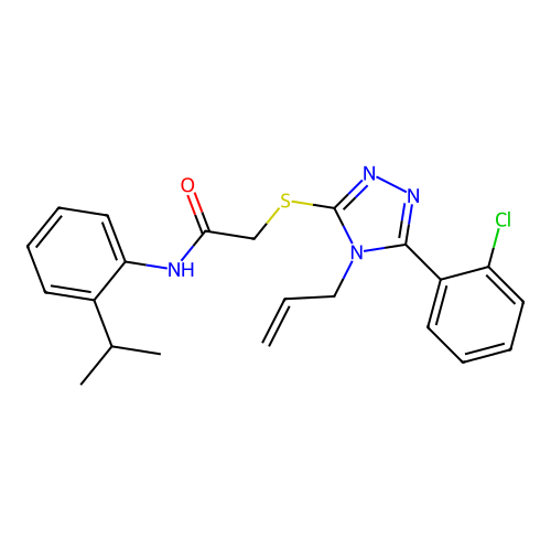 2-[[5-(2-chlorophenyl)-4-prop-2-enyl-1,2,4-triazol-3-yl]sulfanyl]-N-(2-propan-2-ylphenyl)acetamide structure