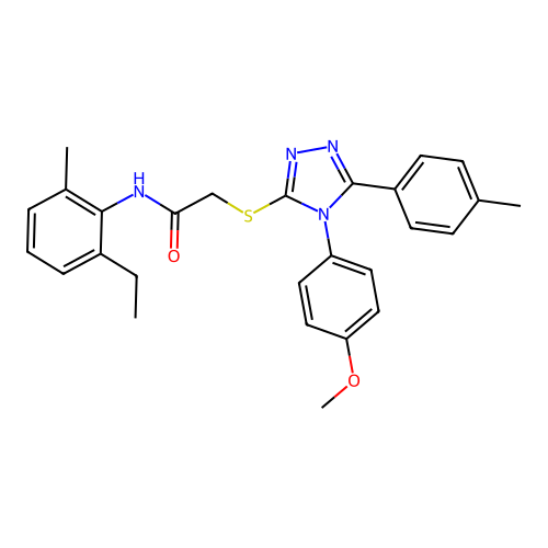 N-(2-ethyl-6-methylphenyl)-2-((4-(4-methoxyphenyl)-5-(p-tolyl)-4H-1,2,4-triazol-3-yl)thio)acetamide structure